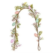 SDJMa 4 ft Easter Garland, Artificial Twig Flower Garland with Easter Egg, Spring Summer Floral Garland Hanging Decoration for Indoor Outdoor Home Fireplace Mantle Holiday Easter Party Supplies